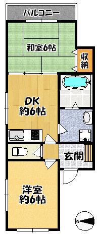 ハイムリバティII(2DK/1階)の間取り写真