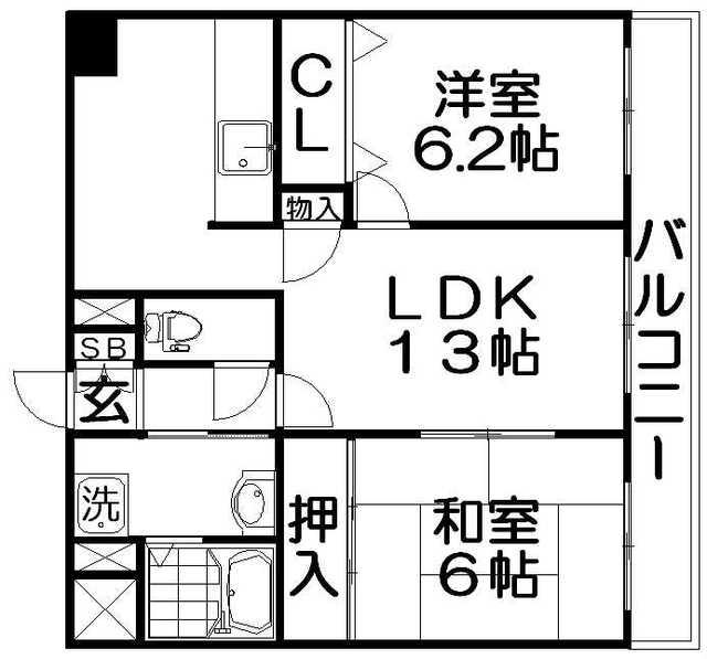 サンクラスタ(2LDK/5階)の間取り写真