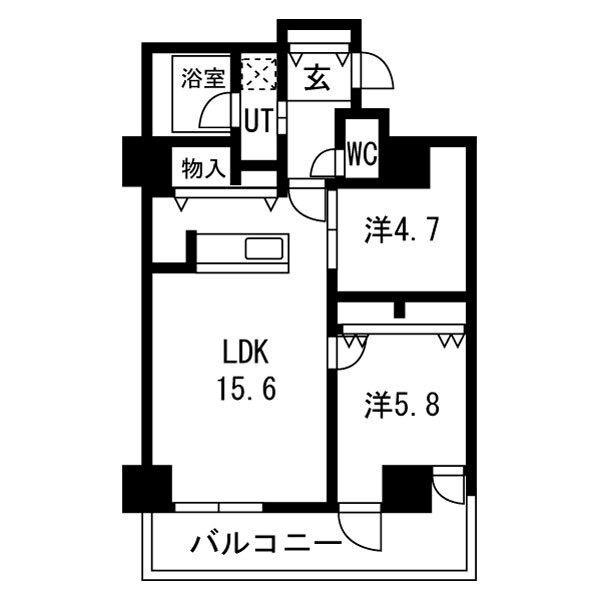シティコート目黒(2LDK/7階)の間取り写真
