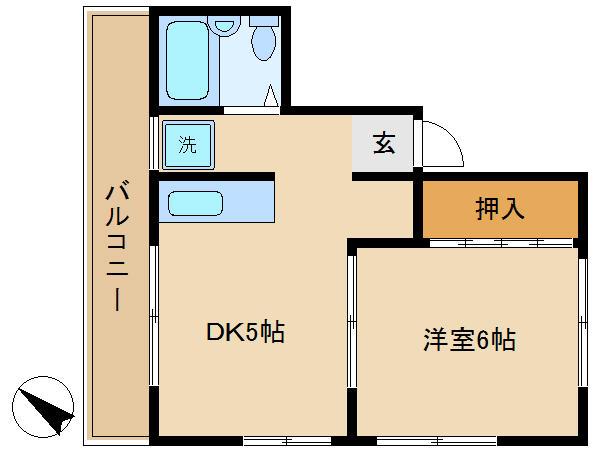 エムハイツ(1DK/4階)の間取り写真