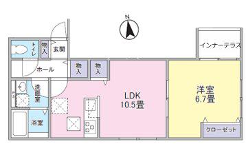 八王子市大塚AP(1LDK/1階)の間取り写真