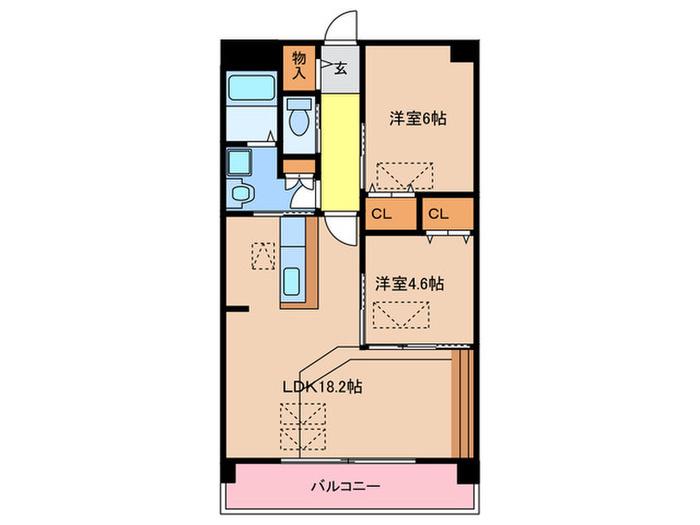 フラワーヒルズ(2LDK/2階)の間取り写真