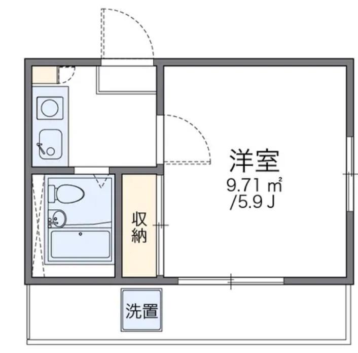 レオパレス下小田井第2(1K/2階)の間取り写真