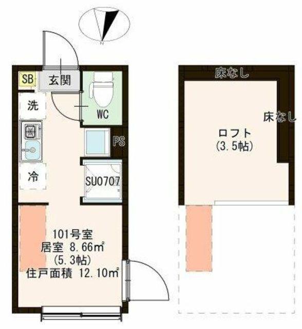 アルブル小岩(ワンルーム/1階)の間取り写真