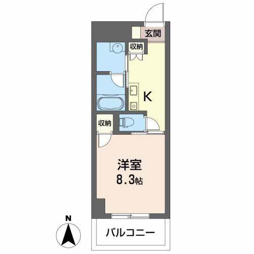 GOLD COURT 楽々園(1K/7階)の間取り写真