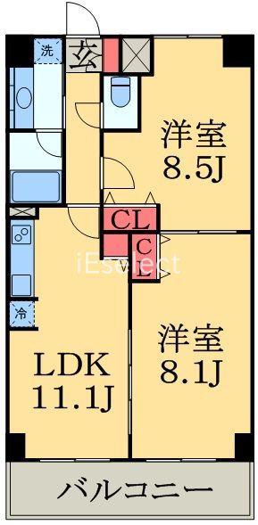 千葉ポートイースト(2LDK/8階)の間取り写真