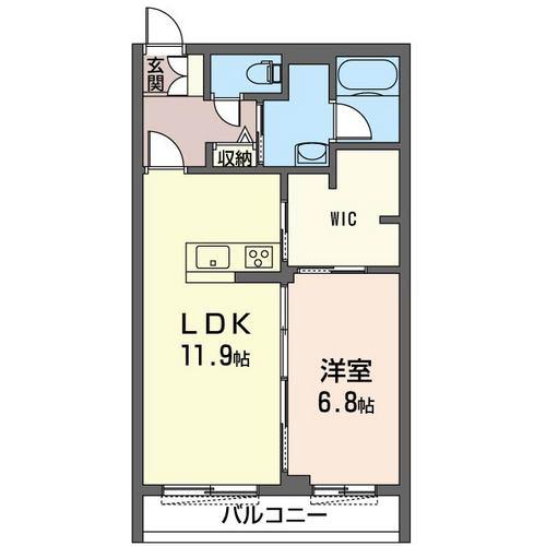 フェリシード八幡(1LDK/1階)の間取り写真