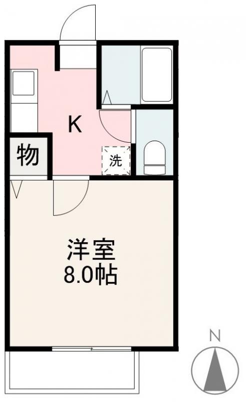 アムール鬼無II(1K/2階)の間取り写真