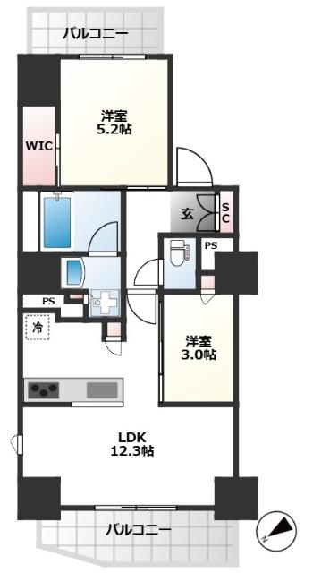 ONE ROOF RESIDENCE 西日暮里(2LDK/7階)の間取り写真