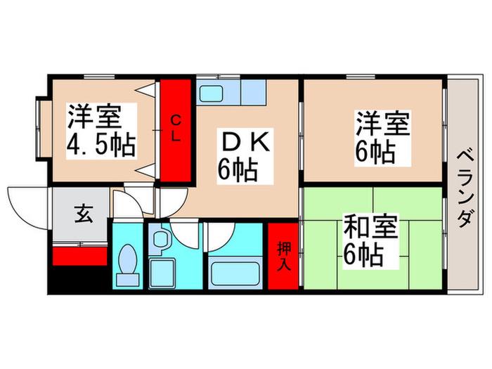 小川ハウス(3DK/3階)の間取り写真