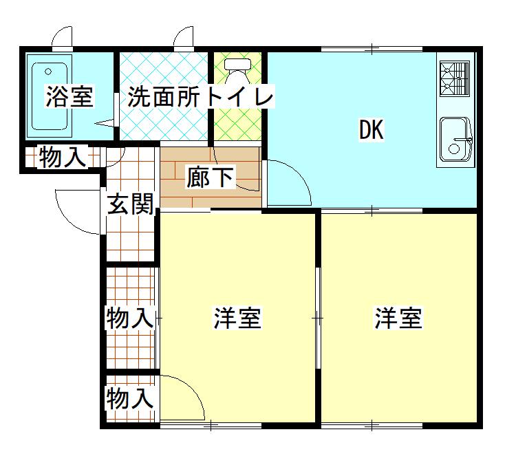 メゾンA(2DK/1階)の間取り写真