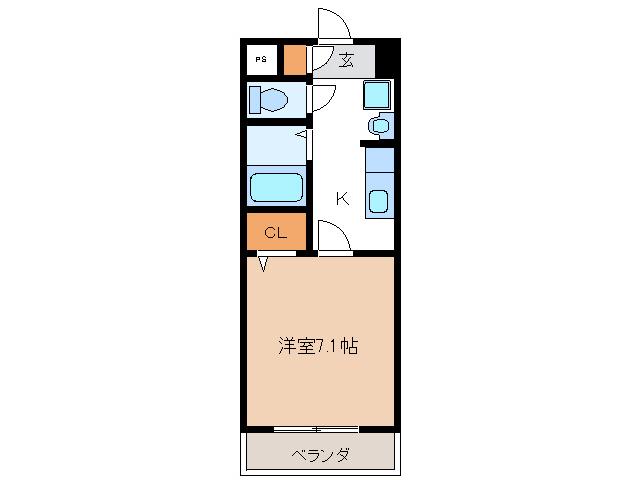 エントピア美笠(1K/3階)の間取り写真