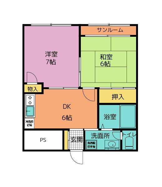 ツインシャンテ(2DK/1階)の間取り写真