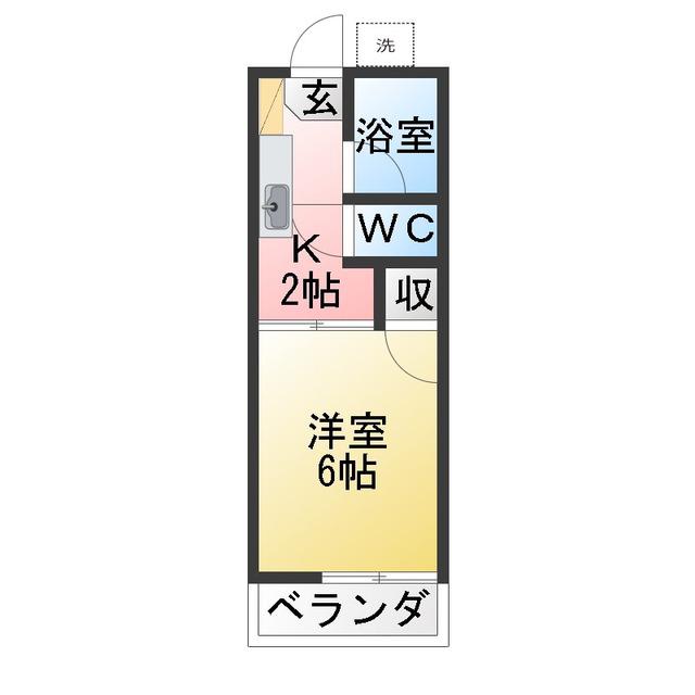 三和ハイツ(1K/2階)の間取り写真