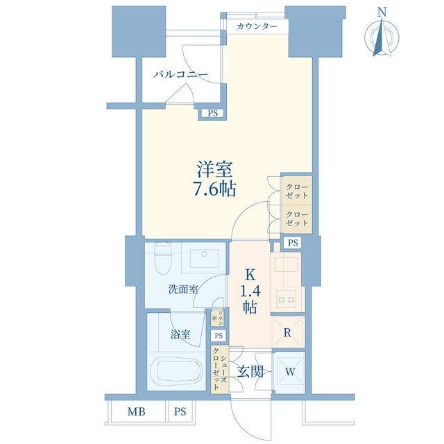 クオリア神南フラッツ(1K/11階)の間取り写真