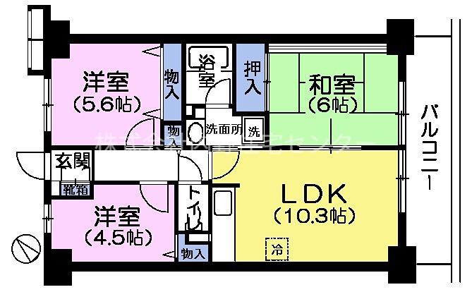 プラザサンタナカ7号館(3LDK/3階)の間取り写真