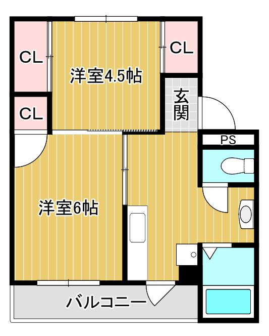 ヴィラナリー横見II(2K/2階)の間取り写真