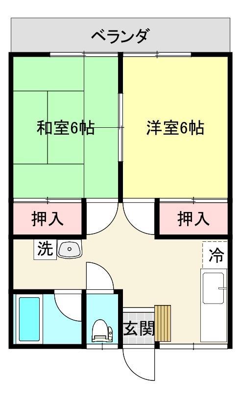 コーポみなみ(2DK/2階)の間取り写真