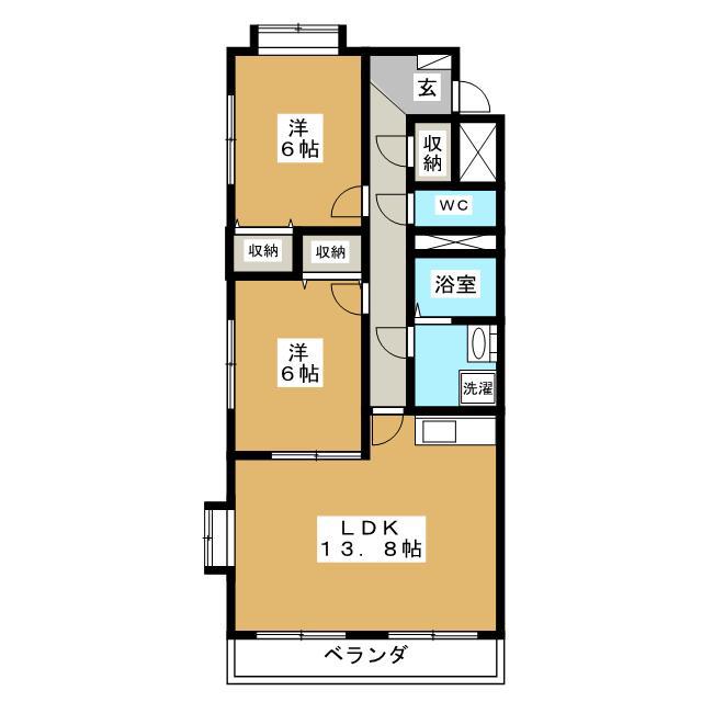 ハイツ宮西(2LDK/1階)の間取り写真