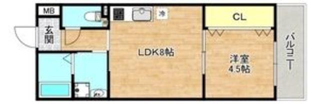 レジデンスコート橋本(1LDK/3階)の間取り写真