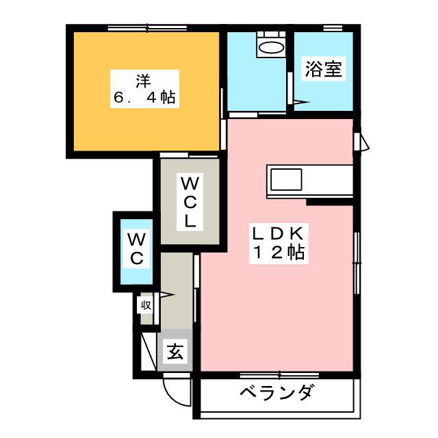 モンテローザ中津川(1LDK/1階)の間取り写真