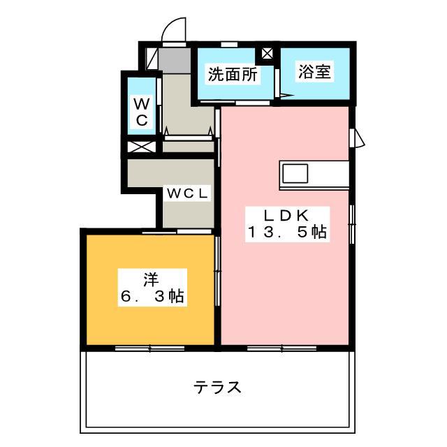 ビューテラスきらり(1LDK/1階)の間取り写真