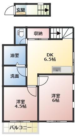 コーポ金谷駅(2DK/1階)の間取り写真