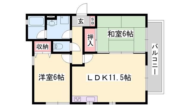 プレベール 木村(2LDK/1階)の間取り写真