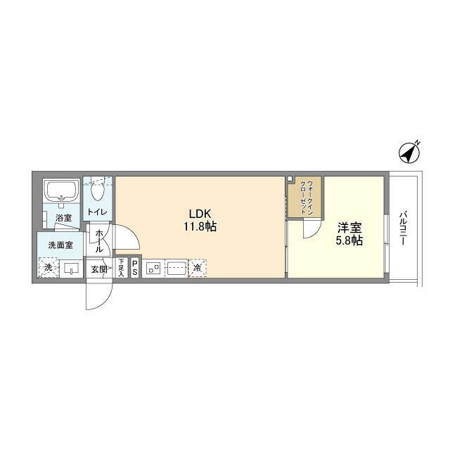 クラリティア文京千石 部屋番号207(1LDK/2階)の間取り写真