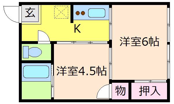 野方加茂ビル(2K/4階)の間取り写真