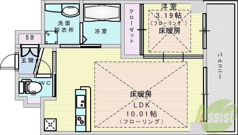 ノルデンタワー江坂プレミアム(1LDK/10階)の間取り写真