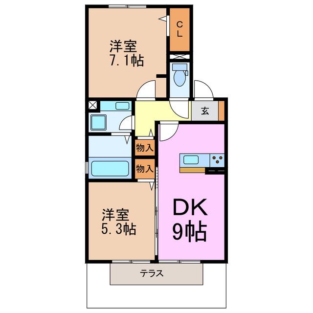 ソフィア(2DK/1階)の間取り写真