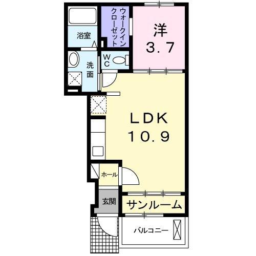 サンライズ・コーポ(1LDK/1階)の間取り写真