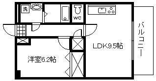 松橋マンション(1LDK/2階)の間取り写真