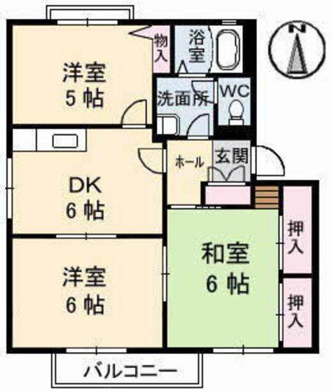 ディアス仁保南(3DK/2階)の間取り写真