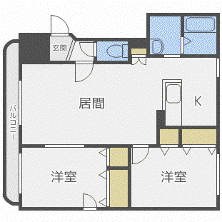 ヨシア花川(2LDK/3階)の間取り写真