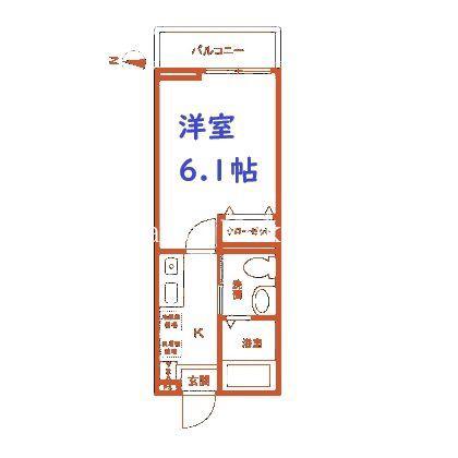 ルミエール大口(1K/2階)の間取り写真