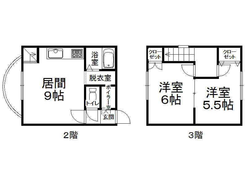 おしゃれブロック館DIG(2DK/2階)の間取り写真