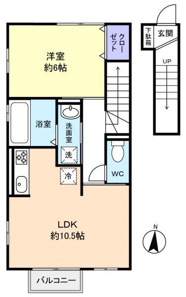 グランシャリオ(1LDK/2階)の間取り写真