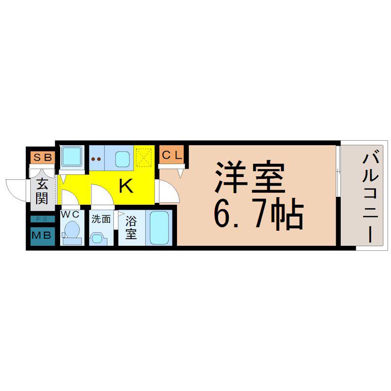 メインステージ名古屋 ノースマーク(1K/7階)の間取り写真