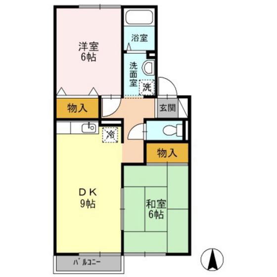 プレザント芳泉(2DK/2階)の間取り写真