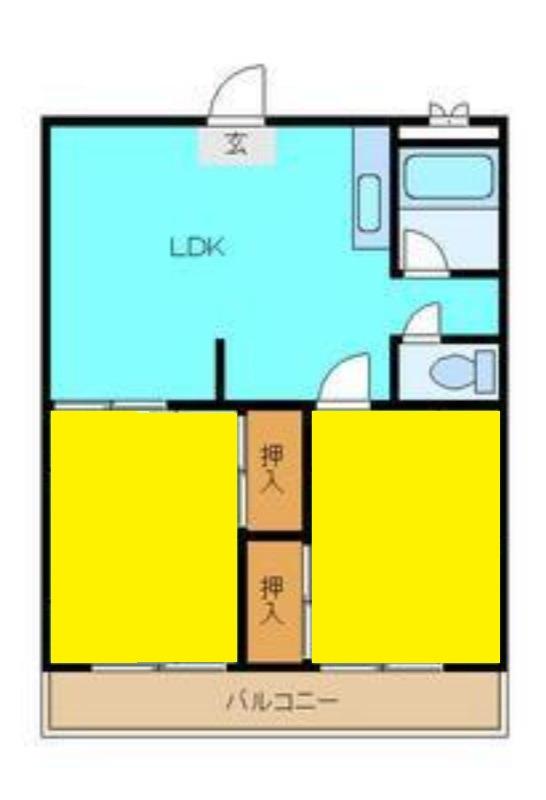 シャトードイワネ2号館(2LDK/3階)の間取り写真