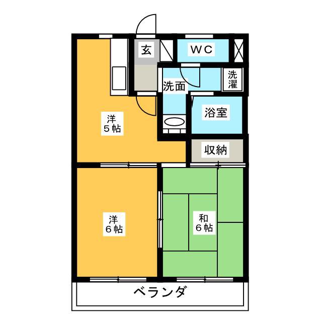 グランドハイツ森山(2K/4階)の間取り写真