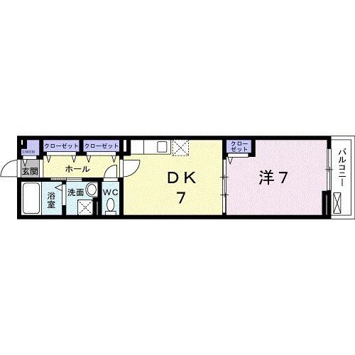 ウエストメゾンB(1DK/2階)の間取り写真