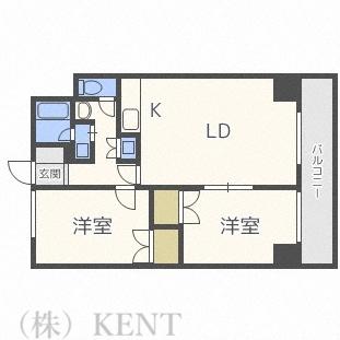 ブラックサ琴似(2LDK/3階)の間取り写真