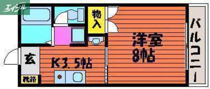 フラッツ野田(1K/1階)の間取り写真
