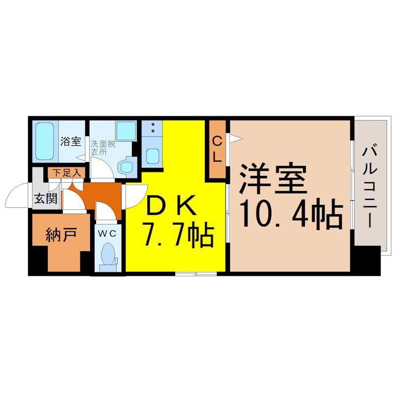 デュオフィール太閤通(1DK/6階)の間取り写真
