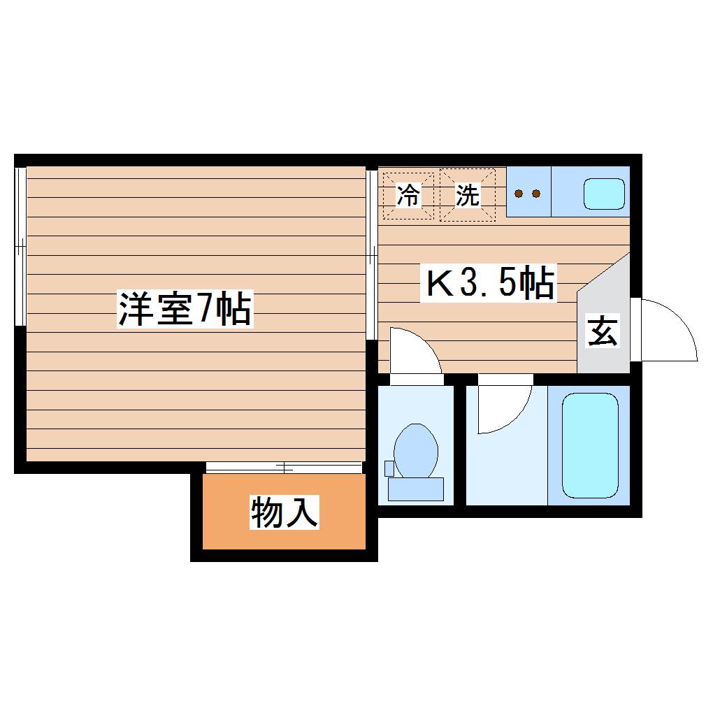 グリーンヒルズ(1K/2階)の間取り写真