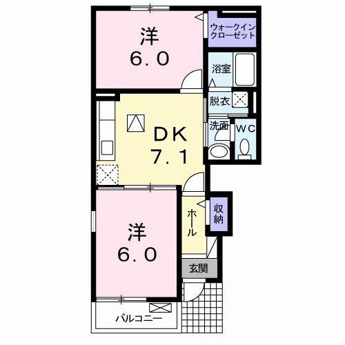 サンリット入澤(2DK/1階)の間取り写真