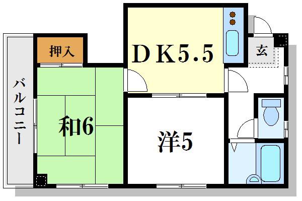 コーポ佐藤(2DK/2階)の間取り写真